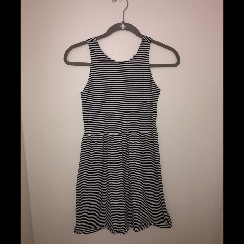 Girls Black and white striped dress